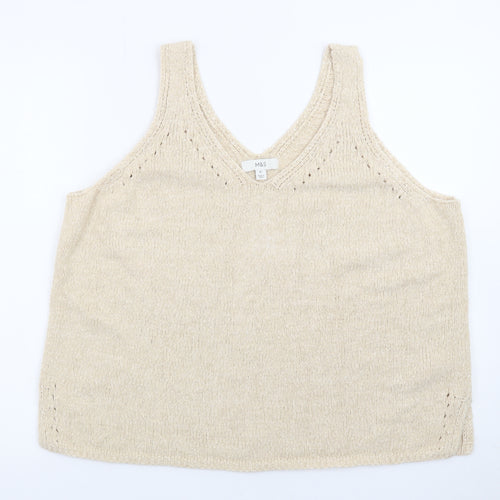 Marks and Spencer Women’s Beige Knit V-Neck Camisole Tank Top XL