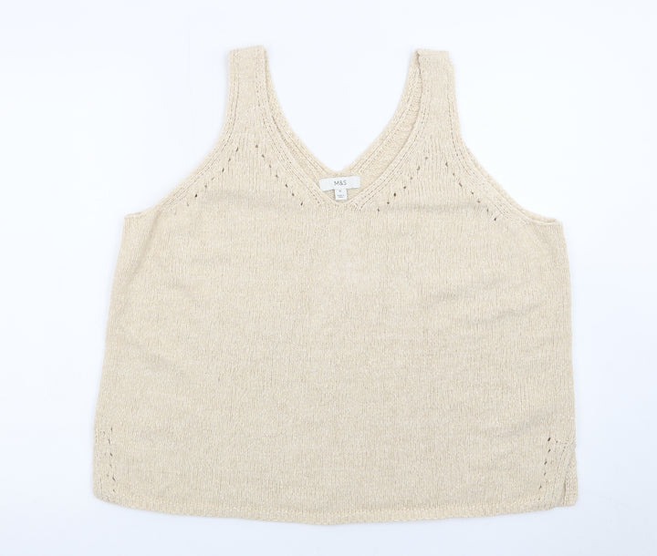 Marks and Spencer Women’s Beige Knit V-Neck Camisole Tank Top XL