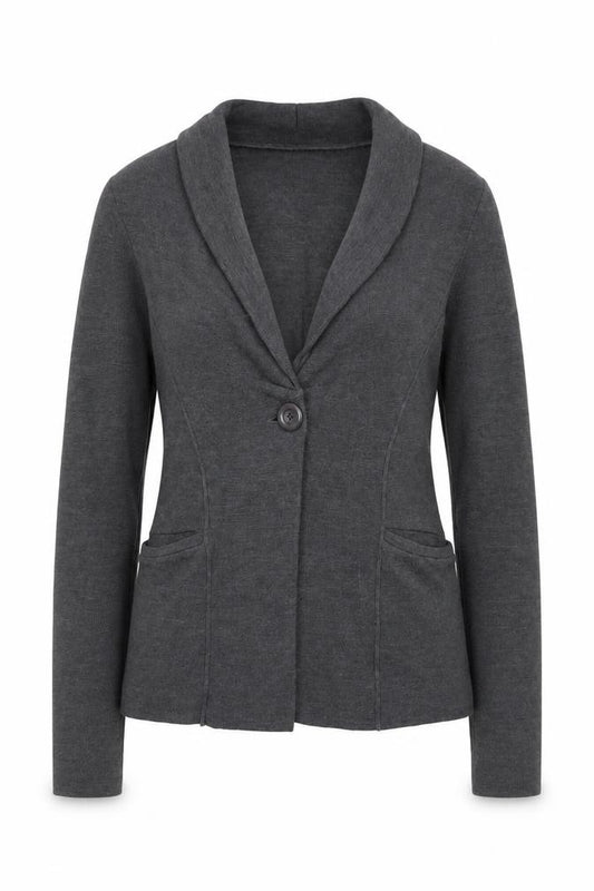 Front view of Hush Women's Grey Wool Blend Long Sleeve Cardigan S