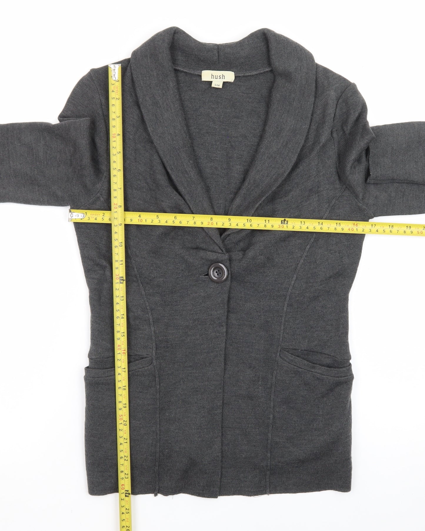 Hush Women's Grey Wool Blend Long Sleeve Cardigan S