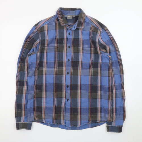 ASOS Mens Blue Checked Flannel Button-Up Shirt Size M
