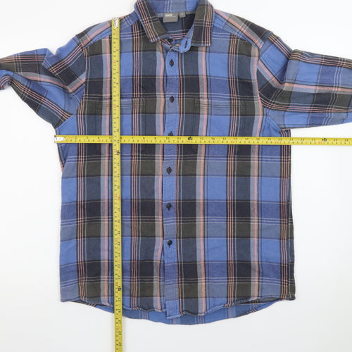 ASOS Mens Blue Checked Flannel Button-Up Shirt Size M