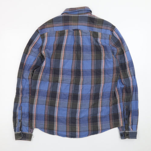 ASOS Mens Blue Checked Flannel Button-Up Shirt Size M