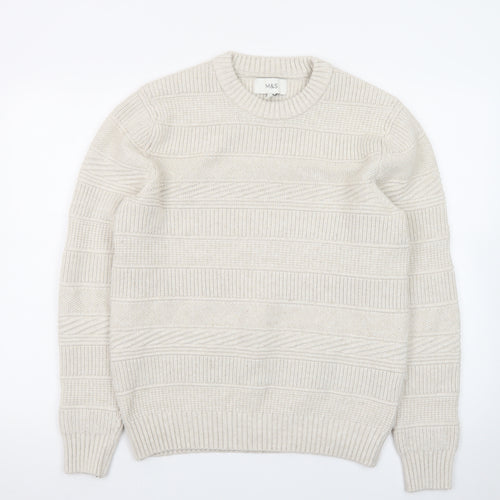Marks and Spencer Women Ivory Crew Neck Knit Jumper Medium