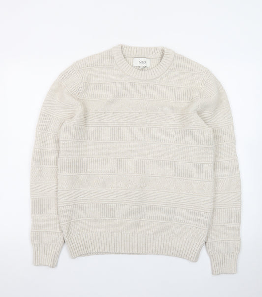 Marks and Spencer Women Ivory Crew Neck Knit Jumper Medium