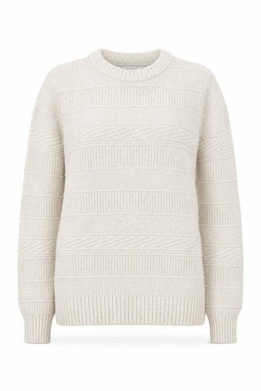 Front view of Marks & Spencer Women Ivory Crew Neck Knit Jumper Medium
