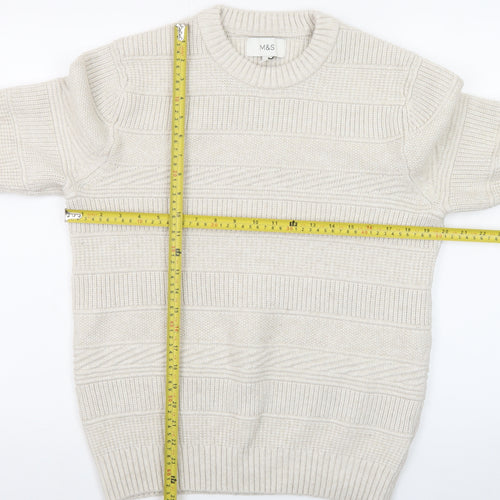 Marks and Spencer Women Ivory Crew Neck Knit Jumper Medium