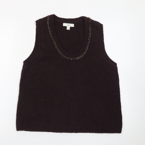 Marks and Spencer Womens Brown Wool Blend Sleeveless V-Neck Vest M