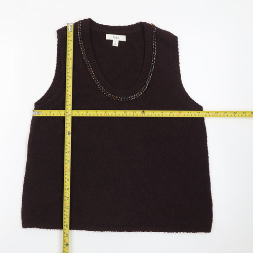 Marks and Spencer Womens Brown Wool Blend Sleeveless V-Neck Vest M