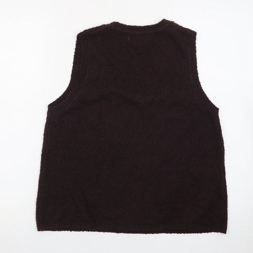Marks and Spencer Womens Brown Wool Blend Sleeveless V-Neck Vest M
