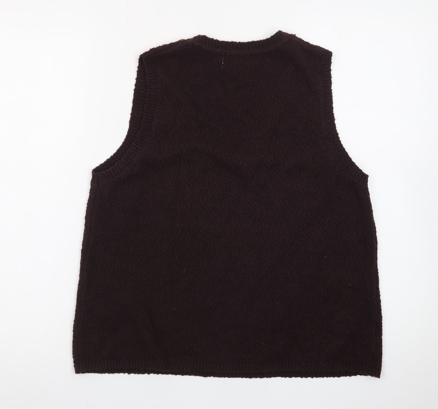 Marks and Spencer Womens Brown Wool Blend Sleeveless V-Neck Vest M