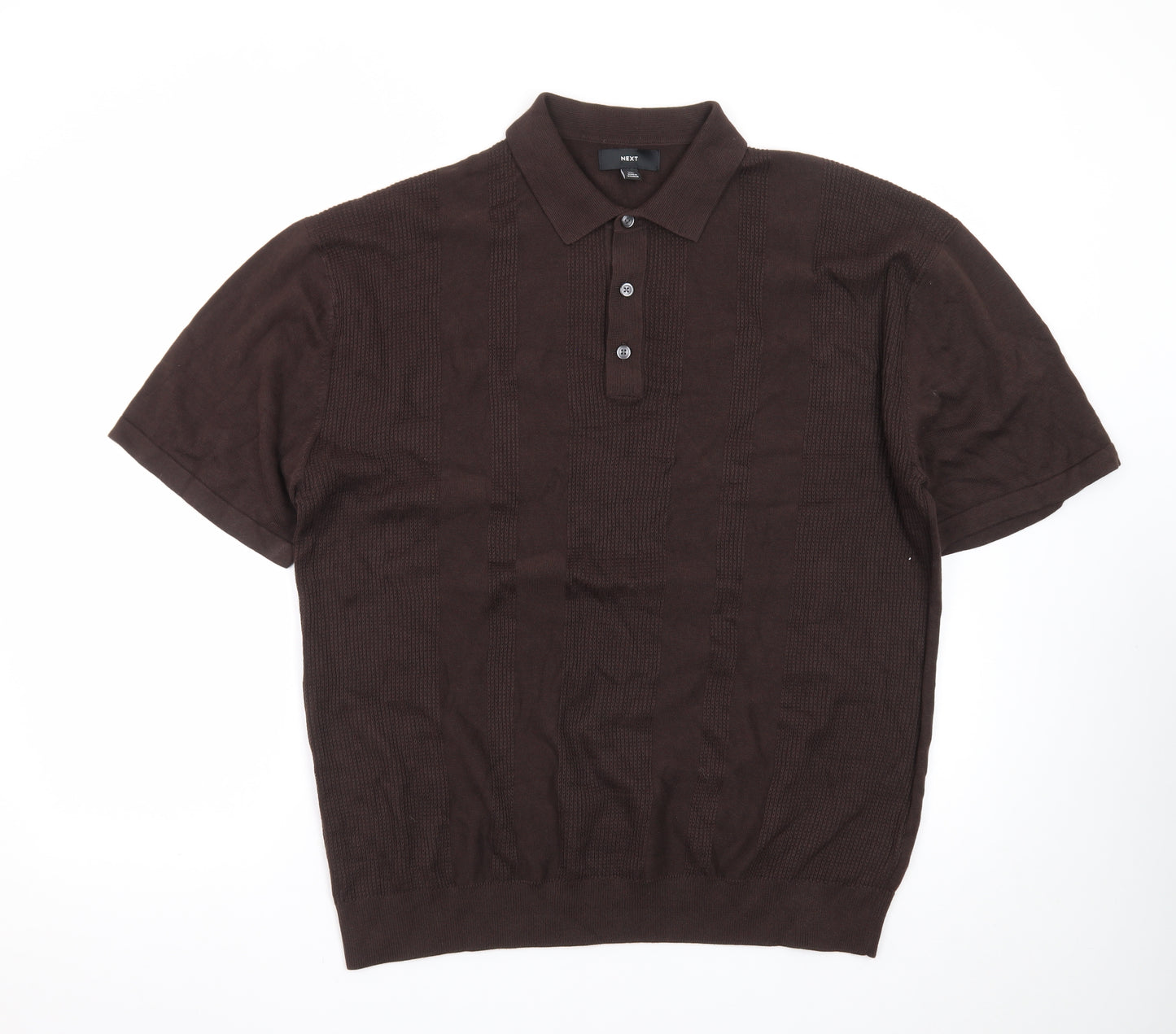 Next Men's Brown Cotton Short Sleeve Polo Shirt XL