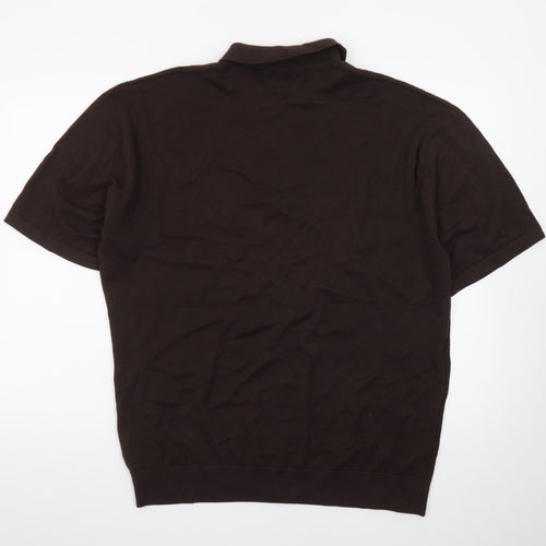 Next Men's Brown Cotton Short Sleeve Polo Shirt XL