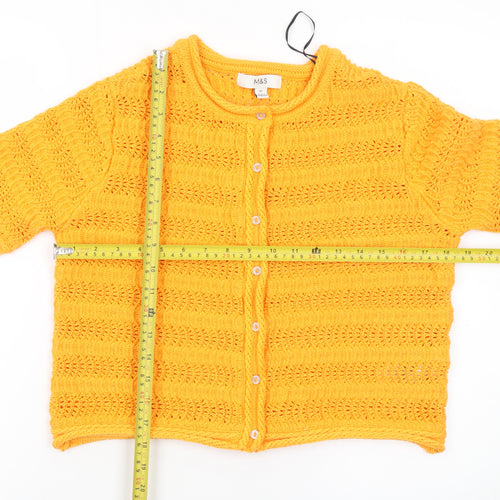 Marks and Spencer Womens Yellow Knit Short Sleeve Cardigan M