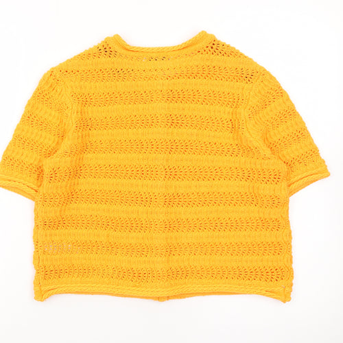 Marks and Spencer Womens Yellow Knit Short Sleeve Cardigan M