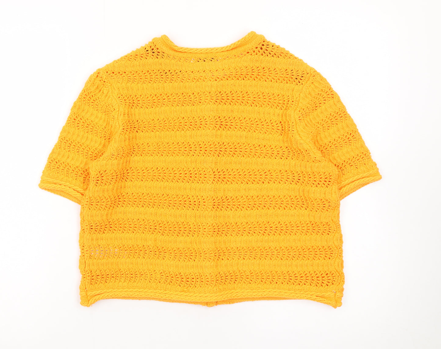 Marks and Spencer Womens Yellow Knit Short Sleeve Cardigan M