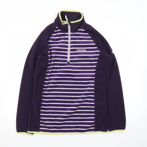 Craghoppers Women's Purple Stripe Fleece 1/2 Zip Pullover UK 12