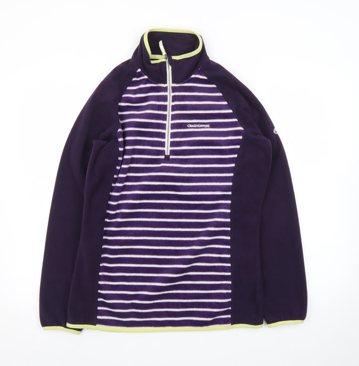 Craghoppers Women's Purple Stripe Fleece 1/2 Zip Pullover UK 12