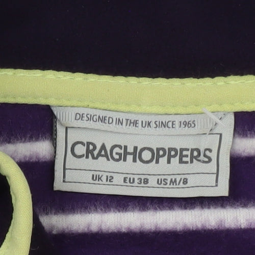 Craghoppers Women's Purple Stripe Fleece 1/2 Zip Pullover UK 12