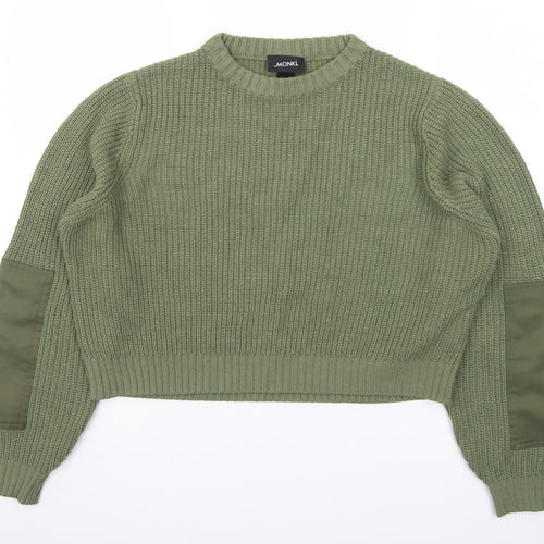 Monki Unisex Green Chunky Knit Crew Neck Jumper Size S