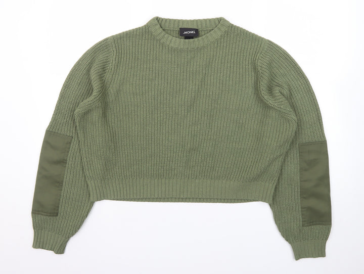 Monki Unisex Green Chunky Knit Crew Neck Jumper Size S