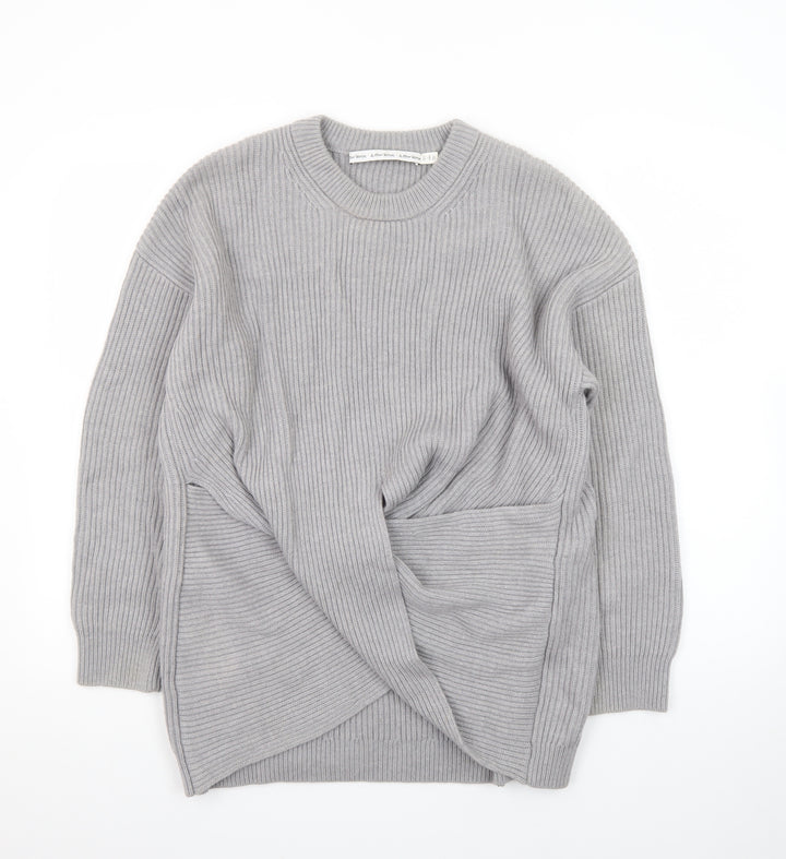 & Other Stories Women Grey Wool Blend Ribbed Pullover Jumper S