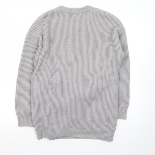 & Other Stories Women Grey Wool Blend Ribbed Pullover Jumper S