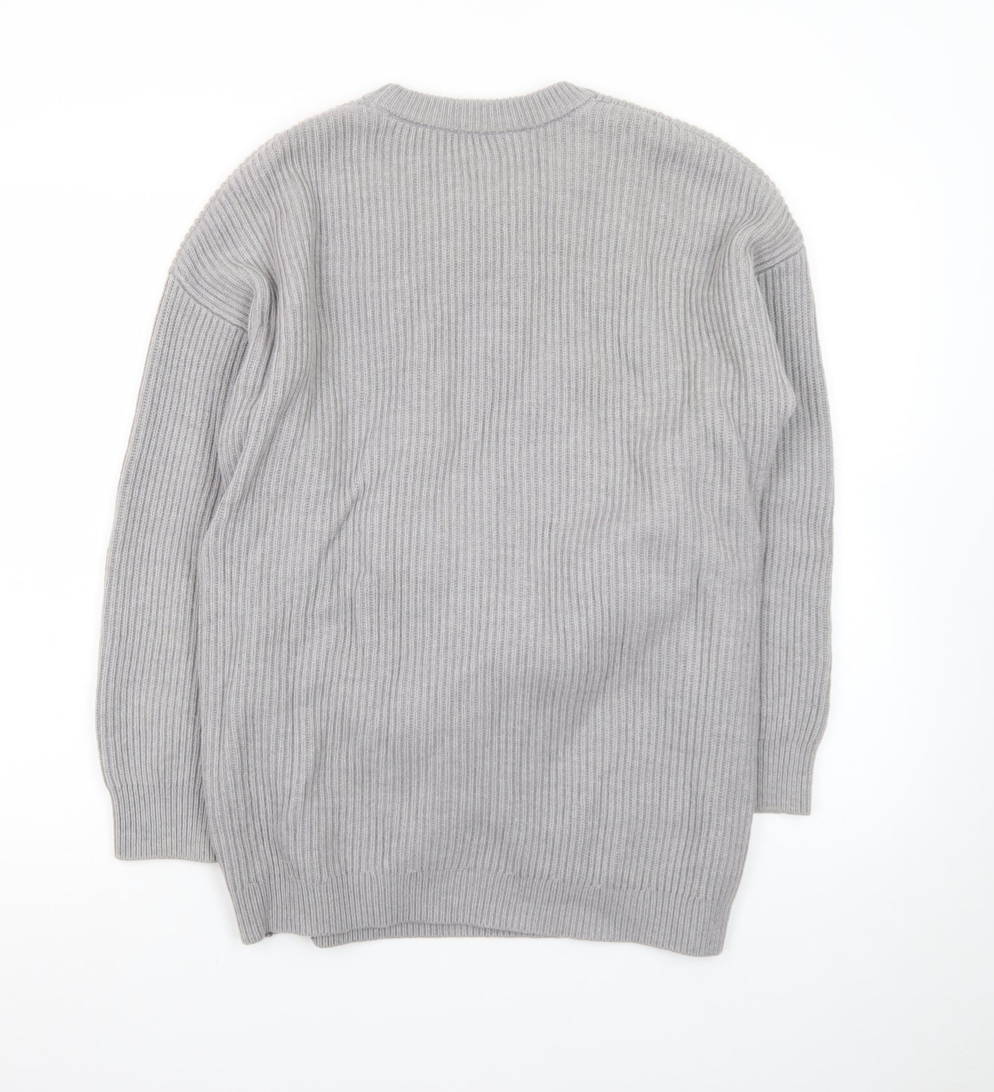 & Other Stories Women Grey Wool Blend Ribbed Pullover Jumper S