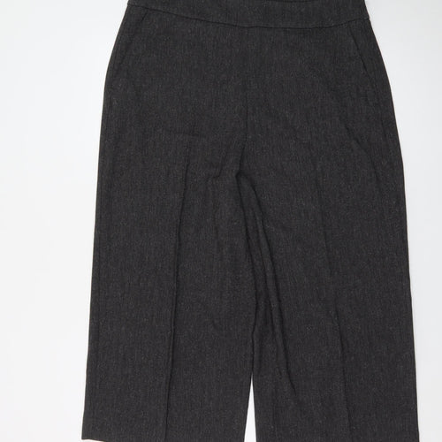 Marks and Spencer Womens Grey Wide-Leg Cropped Trousers Size 16
