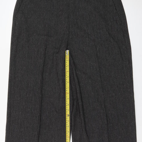 Marks and Spencer Womens Grey Wide-Leg Cropped Trousers Size 16