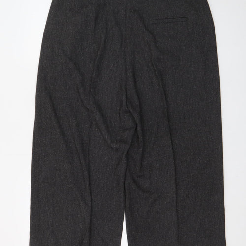 Marks and Spencer Womens Grey Wide-Leg Cropped Trousers Size 16
