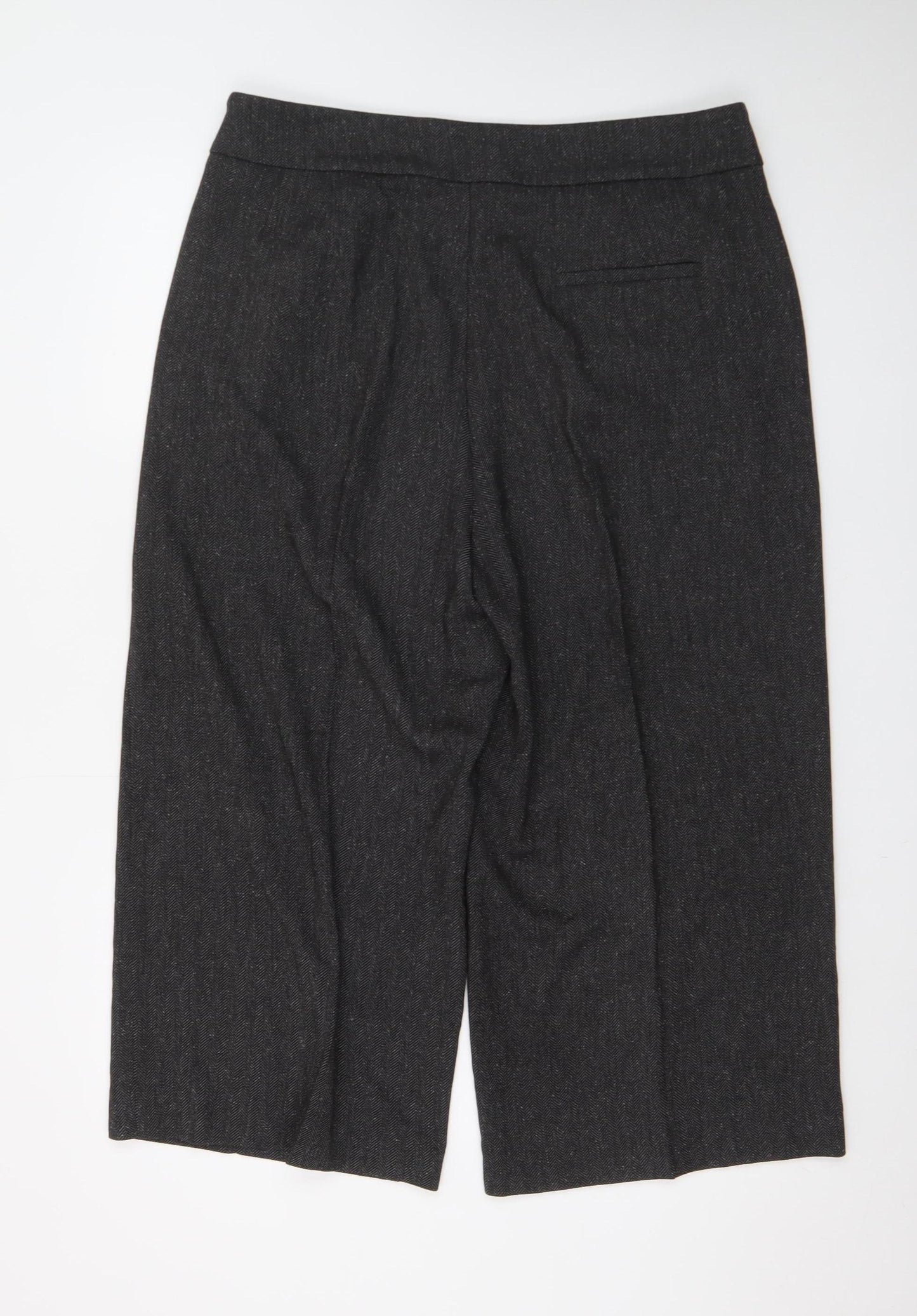 Marks and Spencer Womens Grey Wide-Leg Cropped Trousers Size 16