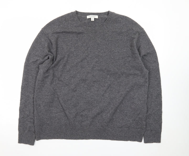 Marks and Spencer Autograph Women Grey Pure Cashmere Crew Neck Jumper Size 20