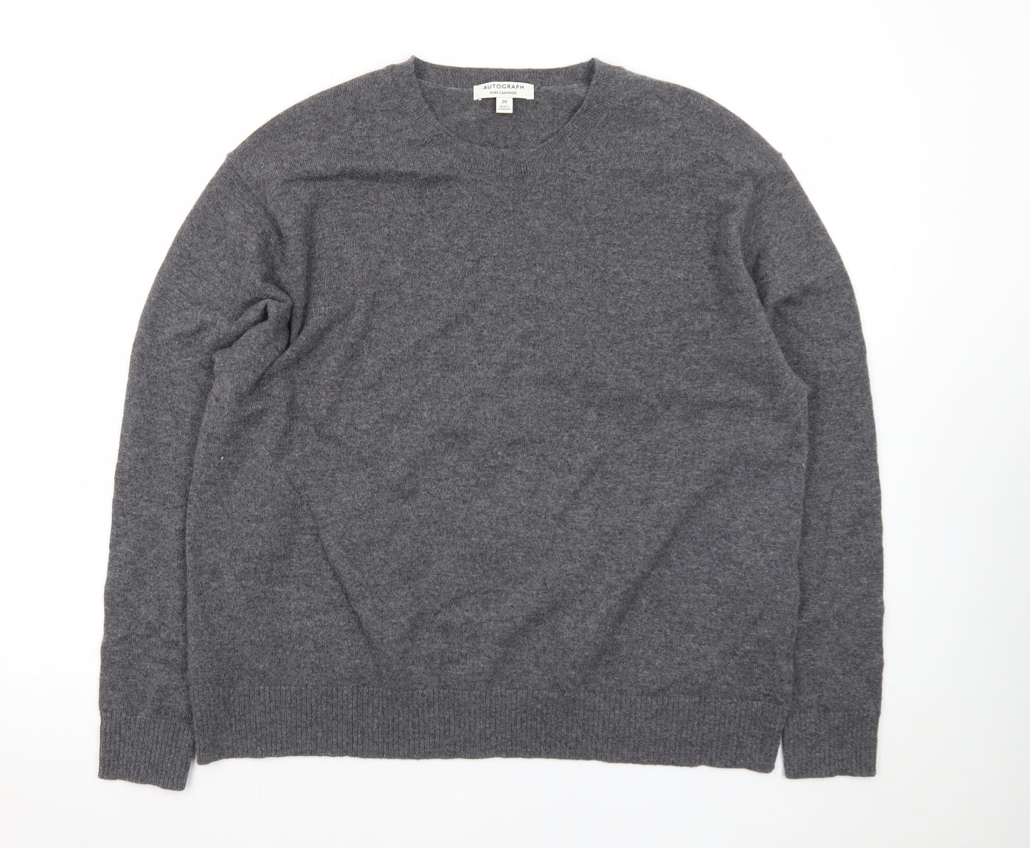 Marks and Spencer Autograph Women Grey Pure Cashmere Crew Neck Jumper Size 20