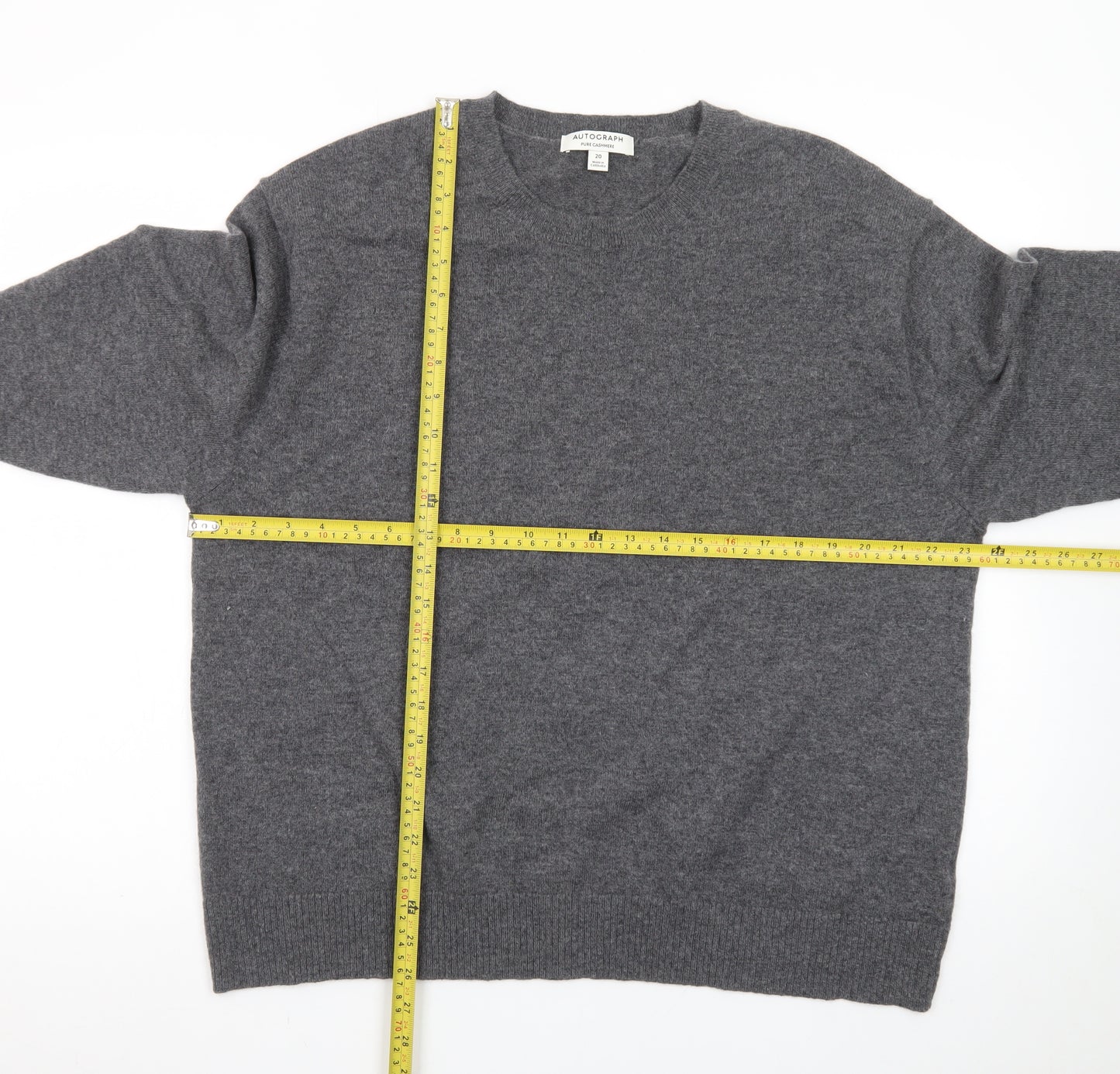 Marks and Spencer Autograph Women Grey Pure Cashmere Crew Neck Jumper Size 20