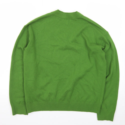 Marks and Spencer Women's Green V-Neck Cotton Jumper Size M
