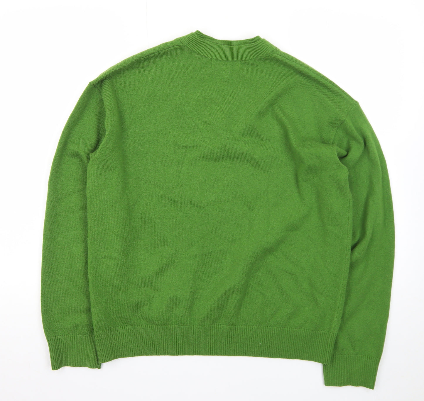 Marks and Spencer Women's Green V-Neck Cotton Jumper Size M