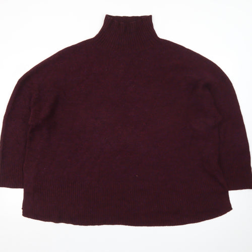 Poetry Women’s Purple Roll Neck Alpaca Cotton Jumper UK 20 Relaxed Fit