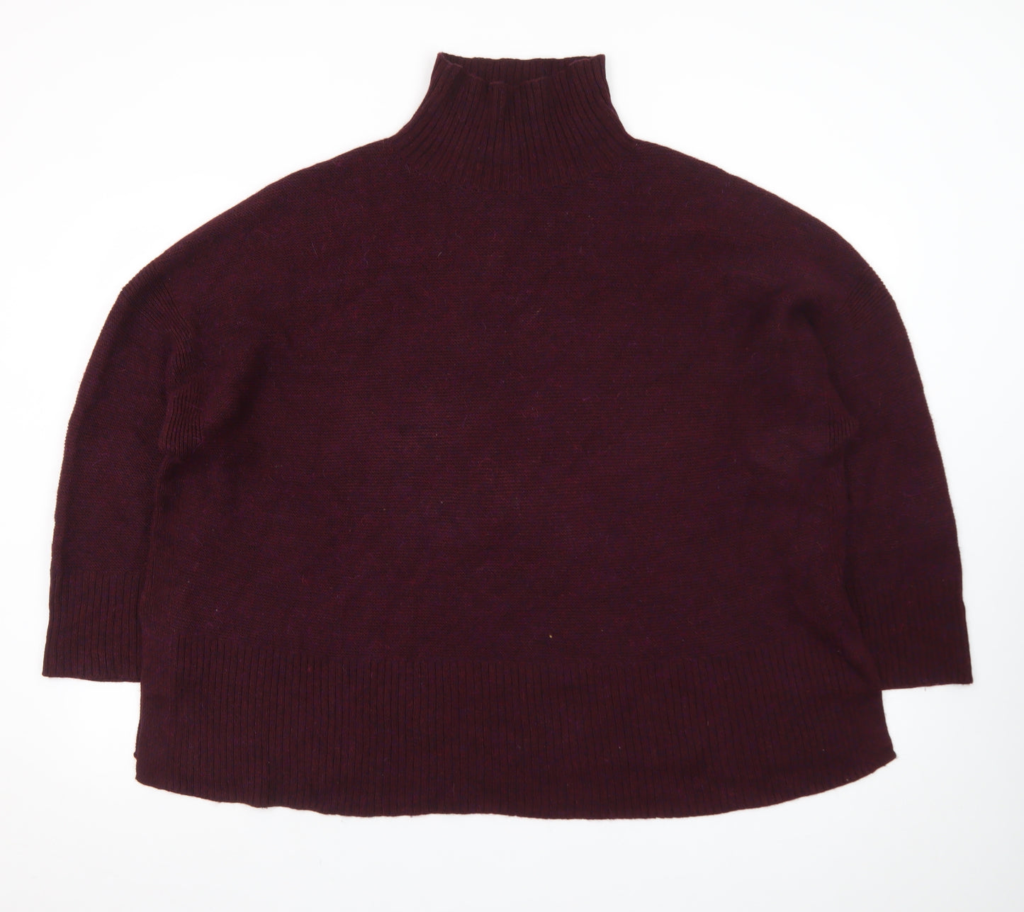 Poetry Women’s Purple Roll Neck Alpaca Cotton Jumper UK 20 Relaxed Fit