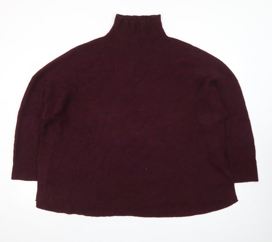 Poetry Women’s Purple Roll Neck Alpaca Cotton Jumper UK 20 Relaxed Fit