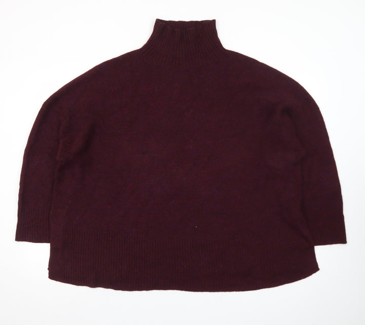 Poetry Women’s Purple Roll Neck Alpaca Cotton Jumper UK 20 Relaxed Fit