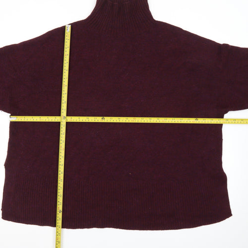 Poetry Women’s Purple Roll Neck Alpaca Cotton Jumper UK 20 Relaxed Fit