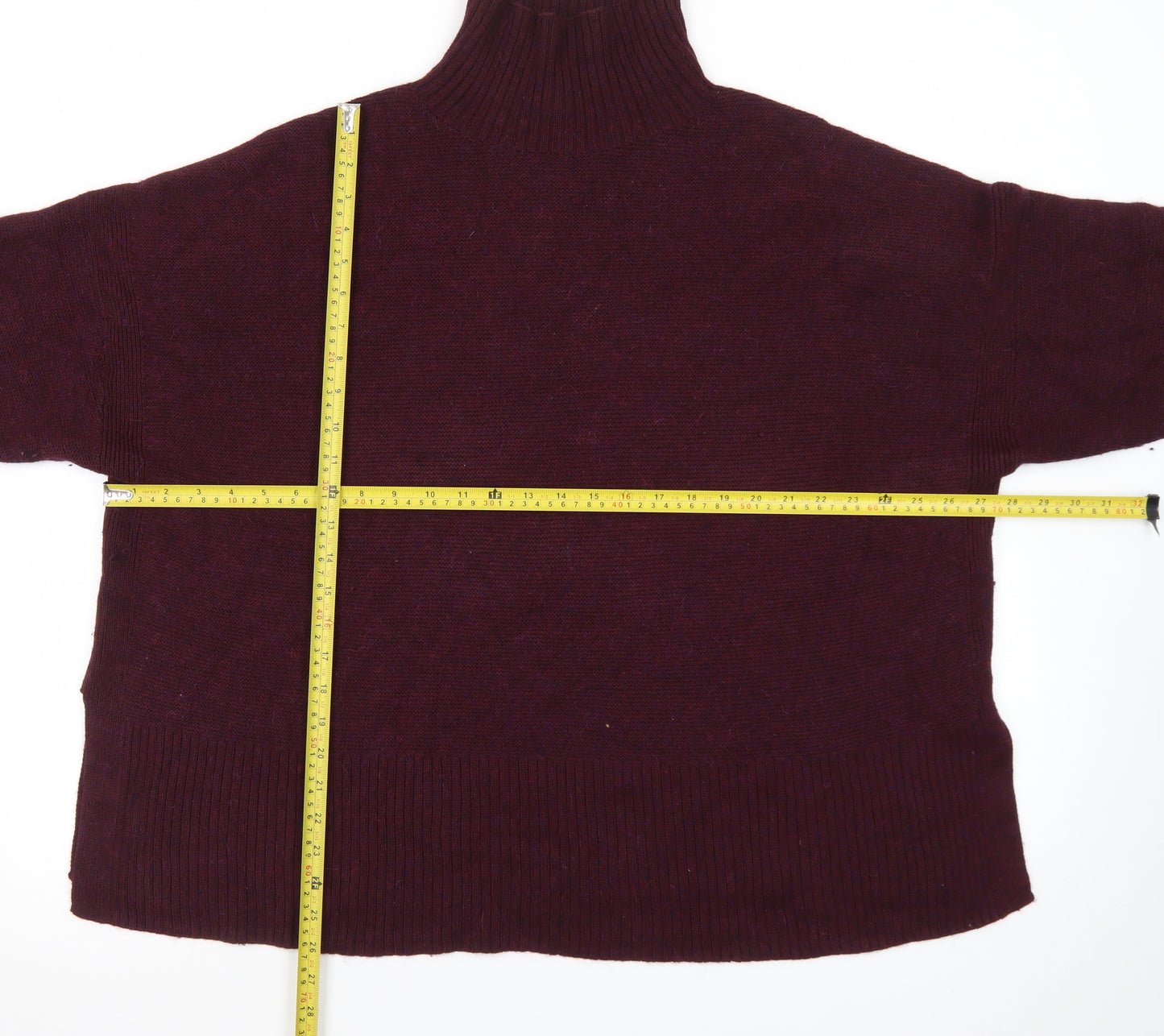 Poetry Women’s Purple Roll Neck Alpaca Cotton Jumper UK 20 Relaxed Fit