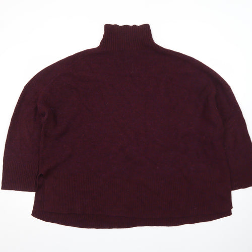 Poetry Women’s Purple Roll Neck Alpaca Cotton Jumper UK 20 Relaxed Fit