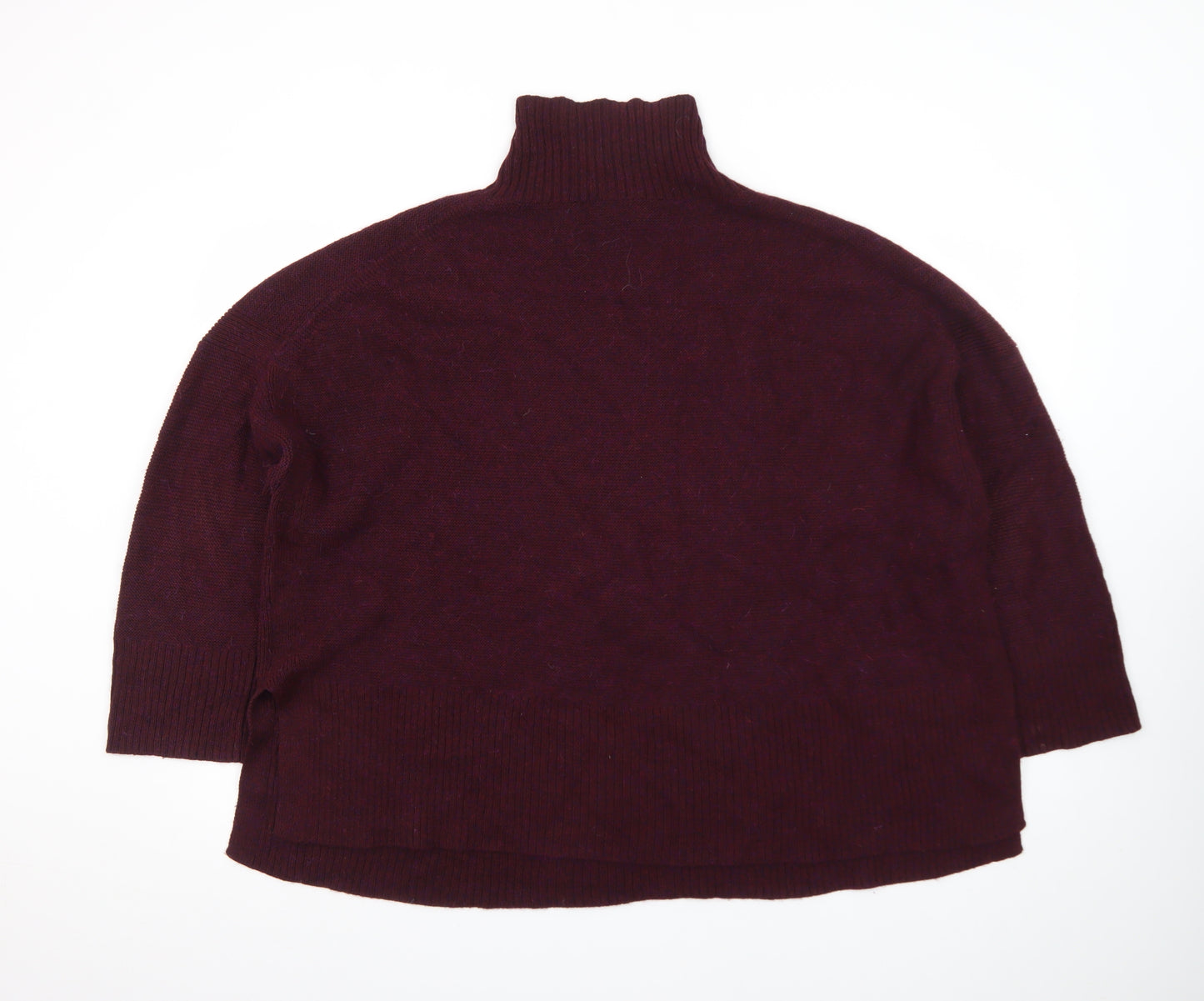 Poetry Women’s Purple Roll Neck Alpaca Cotton Jumper UK 20 Relaxed Fit
