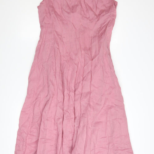 Marks and Spencer Women’s Pink Size 16 Sleeveless Fit & Flare Midi Dress