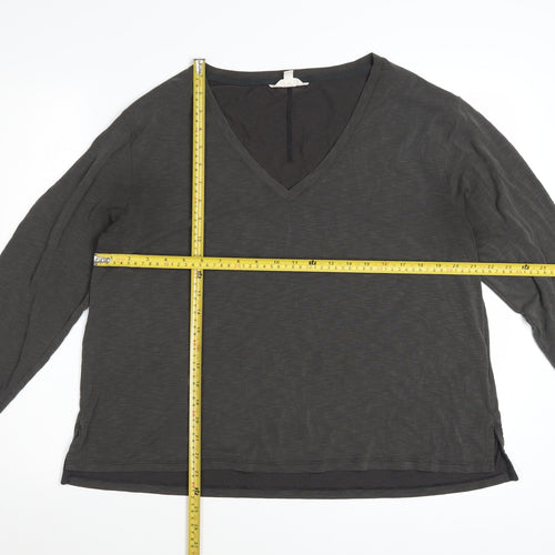 Marks and Spencer Per Una Women Grey V-Neck Long Sleeve Basic Top Size 18