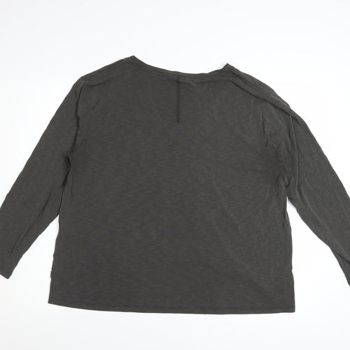 Marks and Spencer Per Una Women Grey V-Neck Long Sleeve Basic Top Size 18