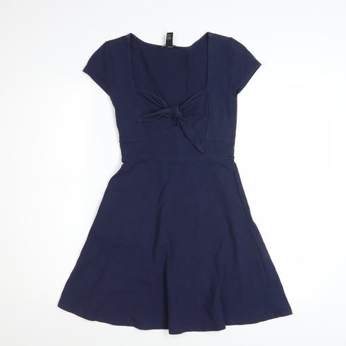 Forever 21 Women's Blue Fit & Flare Bow Knee Length Dress Size S