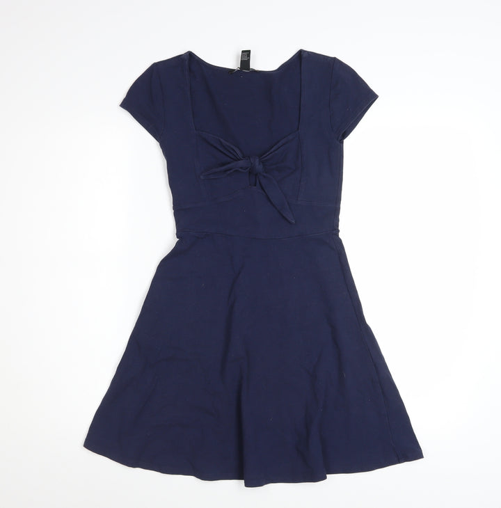 Forever 21 Women's Blue Fit & Flare Bow Knee Length Dress Size S